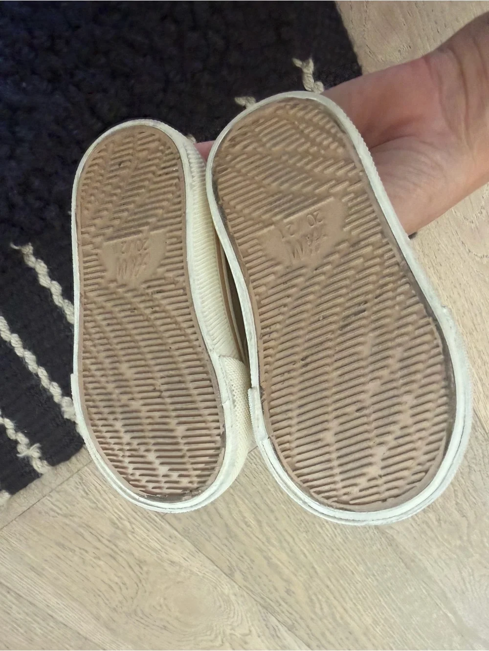 H&M Kids Beige Canvas Double Strap Velcro Sneakers Shoes